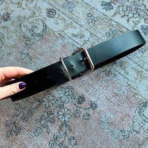 Classic Black Faux Leather Belt
